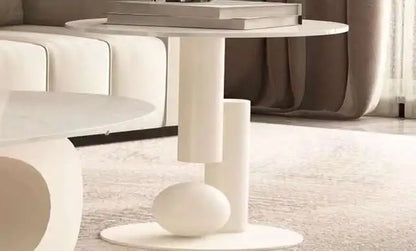 Modern Marble Effect Coffee Tables, Luxury Legs  of  Metal.  Nordic Oval Side Table White Premium Table, Home Furniture