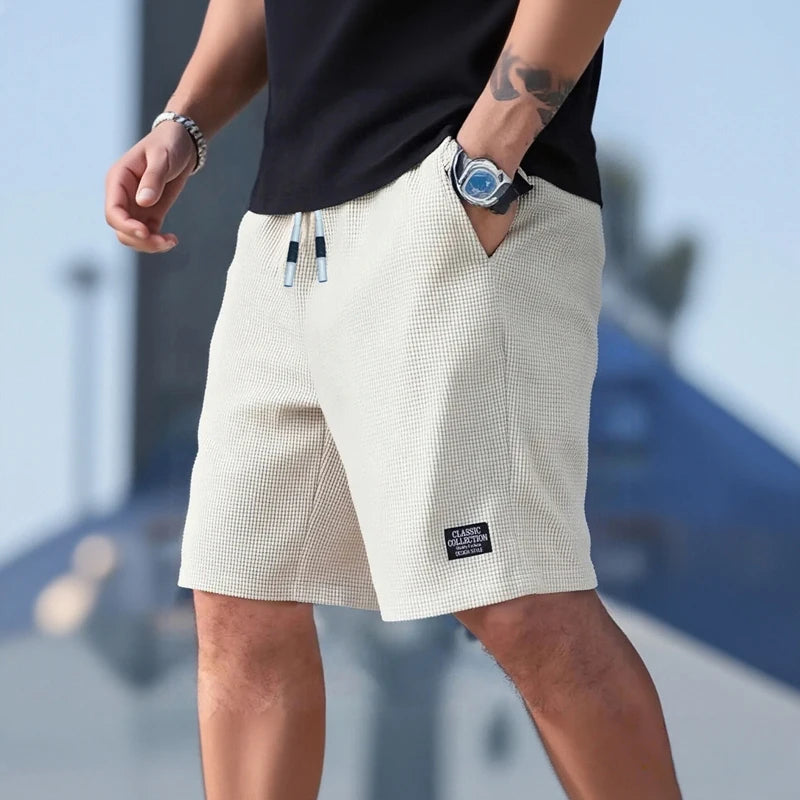 Men's Shorts,  Casual Pants, Beach Shorts,  Textured Fabric, Breathable Pants, Suitable for Daily Casual Wear and Sports