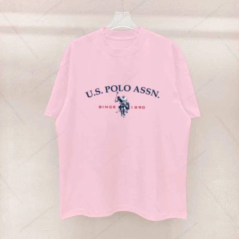 Simple Style Men's Cotton T-shirt  with Polo Letters of Graphic Printing.  Casual Round Neck Men's Short-sleeved Top.  Free Shipping