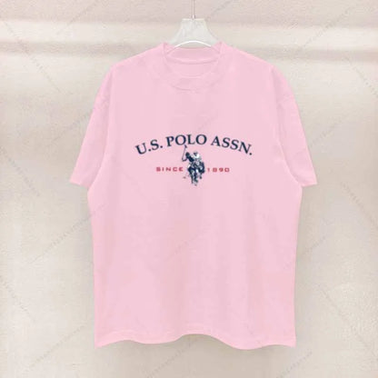 Simple Style Men's Cotton T-shirt  with Polo Letters of Graphic Printing.  Casual Round Neck Men's Short-sleeved Top.  Free Shipping