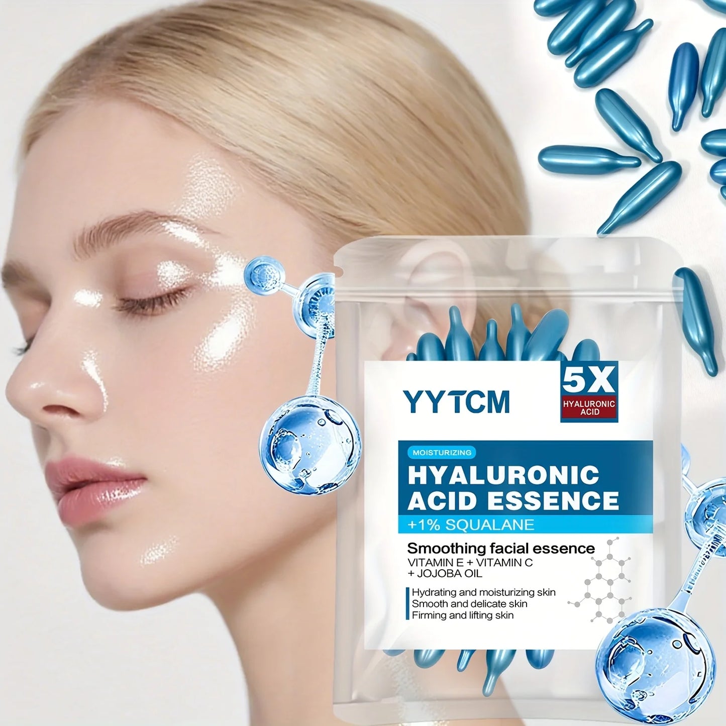 Hyaluronic acid for deep moisturizing capsule essence, deep moisturizing and brightening skin essence (0.4gx30 capsules)/bag -1 bag.  Beautiful skin for Special Occasions AND Everyday