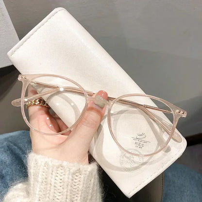 Lady Trendy Finished Myopia Glasses  for Women/Men.   Round Frame Blue Light Blocking Eyewear,Unisex, Retro,  Minus Diopter Eyeglasses.  NO PINK Left,  Make syre you Check availability.  Lots of choices but a lot already gone