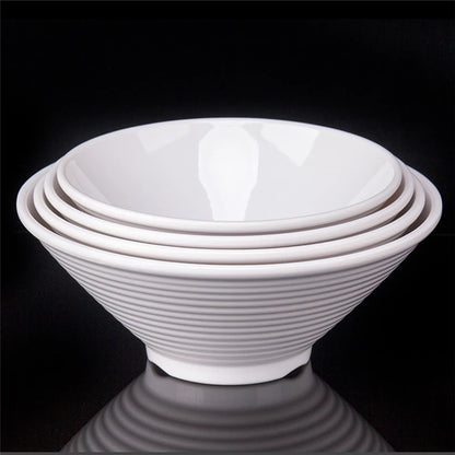 Japanese Hat Shape Bowls. White Melamine Large Ramen Rice Noodle/ Soup Bowl.