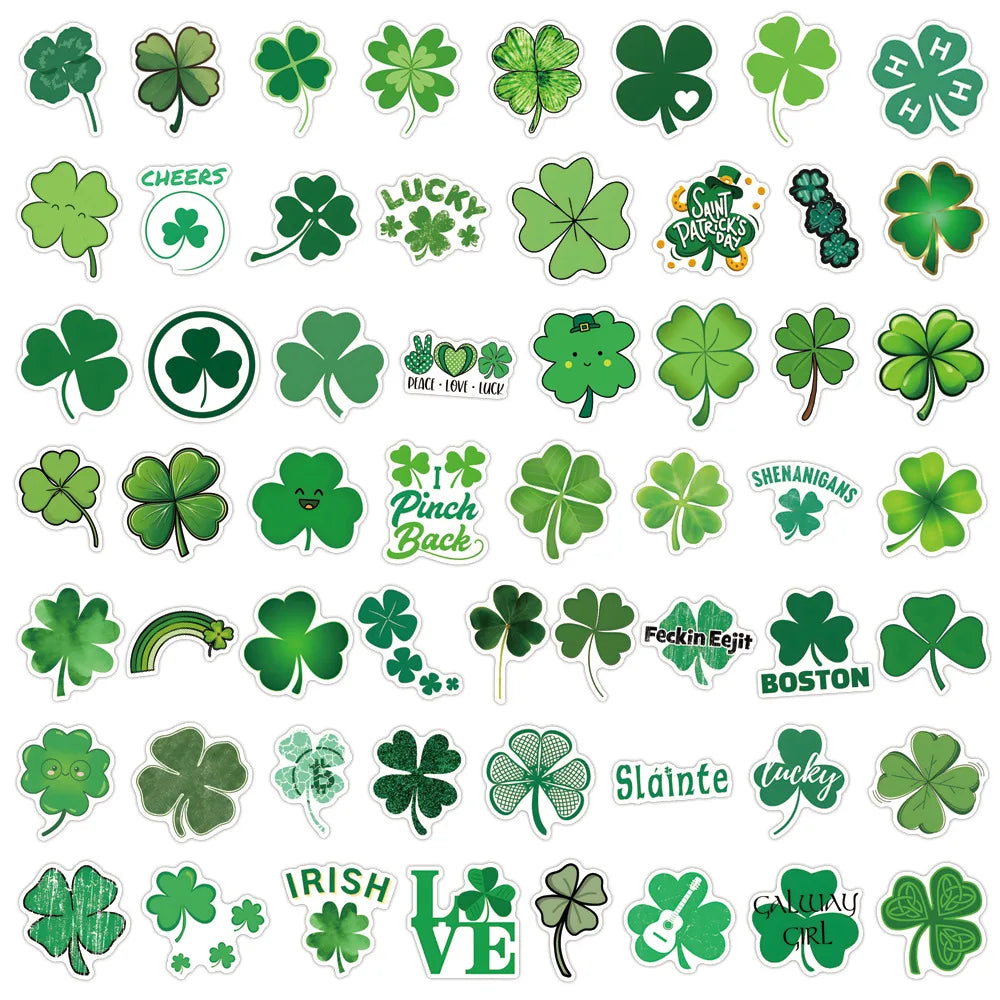 10/30/50/110PCS St Patrick Cartoon Stickers Festival Celebration Decals Clover Graffiti Green Stickers: Laptops, Phone, Guitar, Fridge