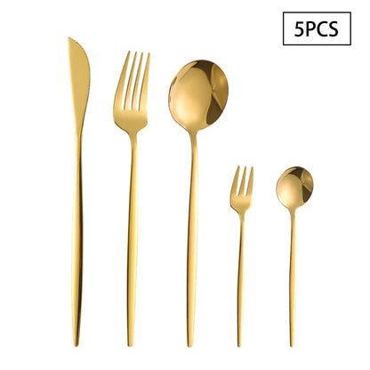 5/30/90pcs Stainless steel cutlery set Portuguese style cutlery for multiple people, dishwasher safe.