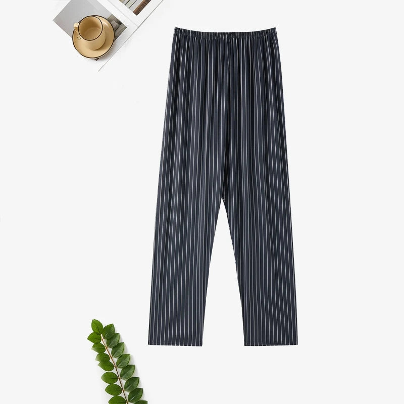 Men's Stylish Summer Pajama Pants, Thin, Loose, Breathable,  Air-Conditioned Pants with Elastic Waist