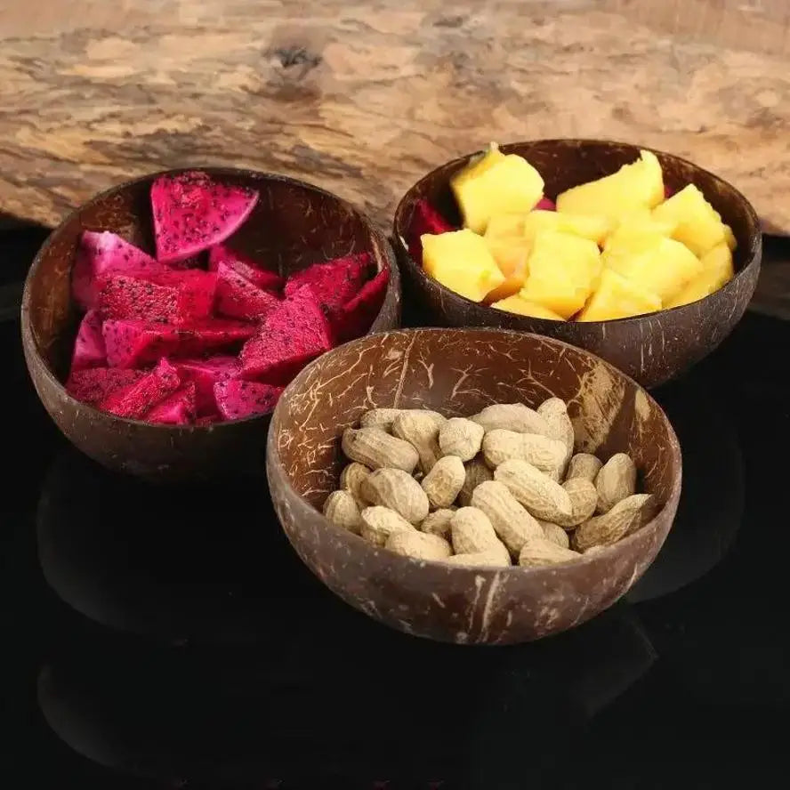Natural Coconut Bowl Spoon Set. Creative Coconut Shell for  Fruit Salad,  Noodles,  Rice, snacks