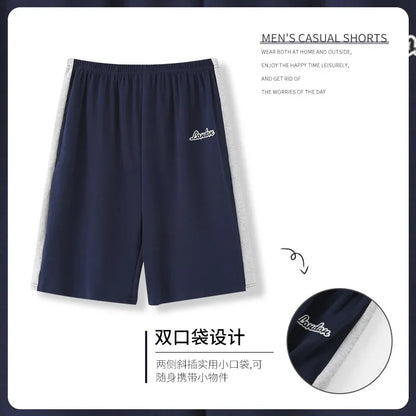 Summer solid color pajama pants in cotton. Mens breathable shorts.