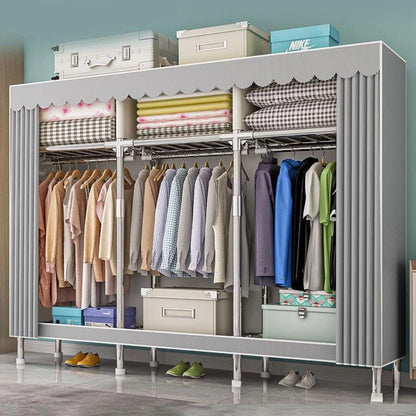 Dustproof Wardrobe Portable Bedroom Clothing Rack with Reinforced Storage Cabinet.  Oxford Cloth,  Waterproof Cupboard, Closet Organizer