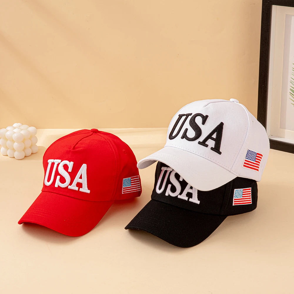 Fashion USA Letter Embroidered Baseball Cap Men Women American Flag Patch.  Adjustable Patriotic Dad Hat for Outdoor Casual Daily