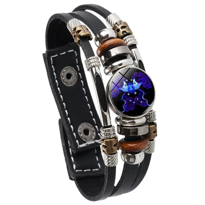 Constellations Luminous Leather Bracelet,  Retro Multi-layer Beaded Leather Bracelet,  Jewelry Gifts for Men /Women /Couples.  The Zodiac signs  numbers are all. Pretty Low so if you need some gifts, do hurry!!!