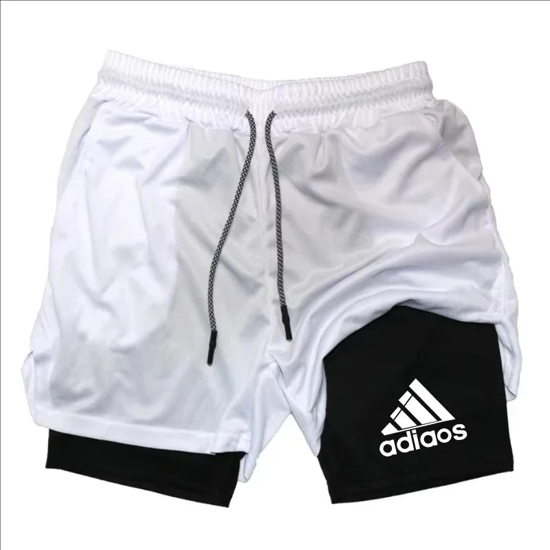 Men's Compression Shorts,  Summer Gym Fitness, Running,  Training Sports Shorts,  Two-In-One Mesh, Breathable and, Quick-Drying Shorts