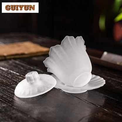 High-end Transparent Thick Glass Tea Tureen,  Tea Maker,  Dispenser,  Cover Bowl,  Tea Bowl With Saucer Set