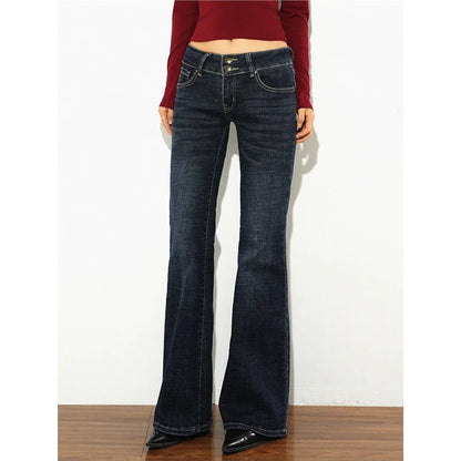 Low Waist Slim Fit Women's Jeans,  Bell Bottoms,  American Vintage Style,  Cotton Denim Pants