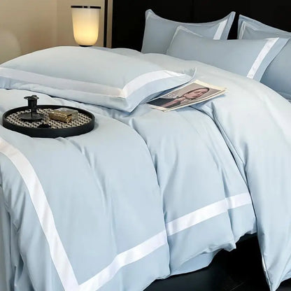 4Pcs Brushed Microfiber King / Queen / Double/ Twin.  Soft Premium Hotel Patchwork Duvet cover Flat/Fitted sheet  and 2 Pillowcases