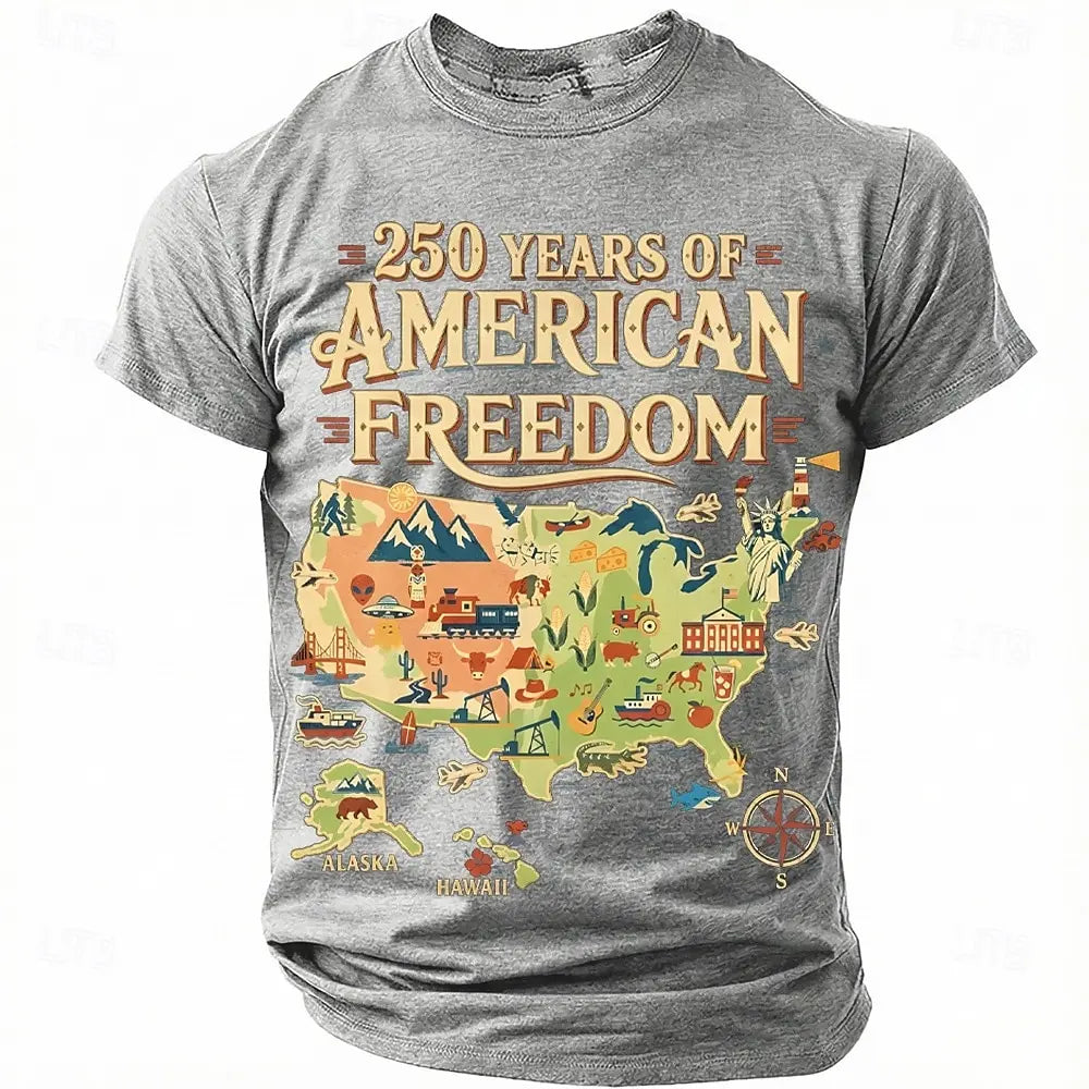 America 250th Birthday Eagle Flag 250 Years 1776-2026,  PRINTED Unisex Men's  and Womens T-Shirt, Casual  Vintage -style Clothing