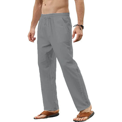 Men's Cotton Linen Pants.  Casua, l Loose Pants that are  Breathable, 5  Solid Colors with  Drawstring.  Jogger,  Yoga,  Baggy Trousers