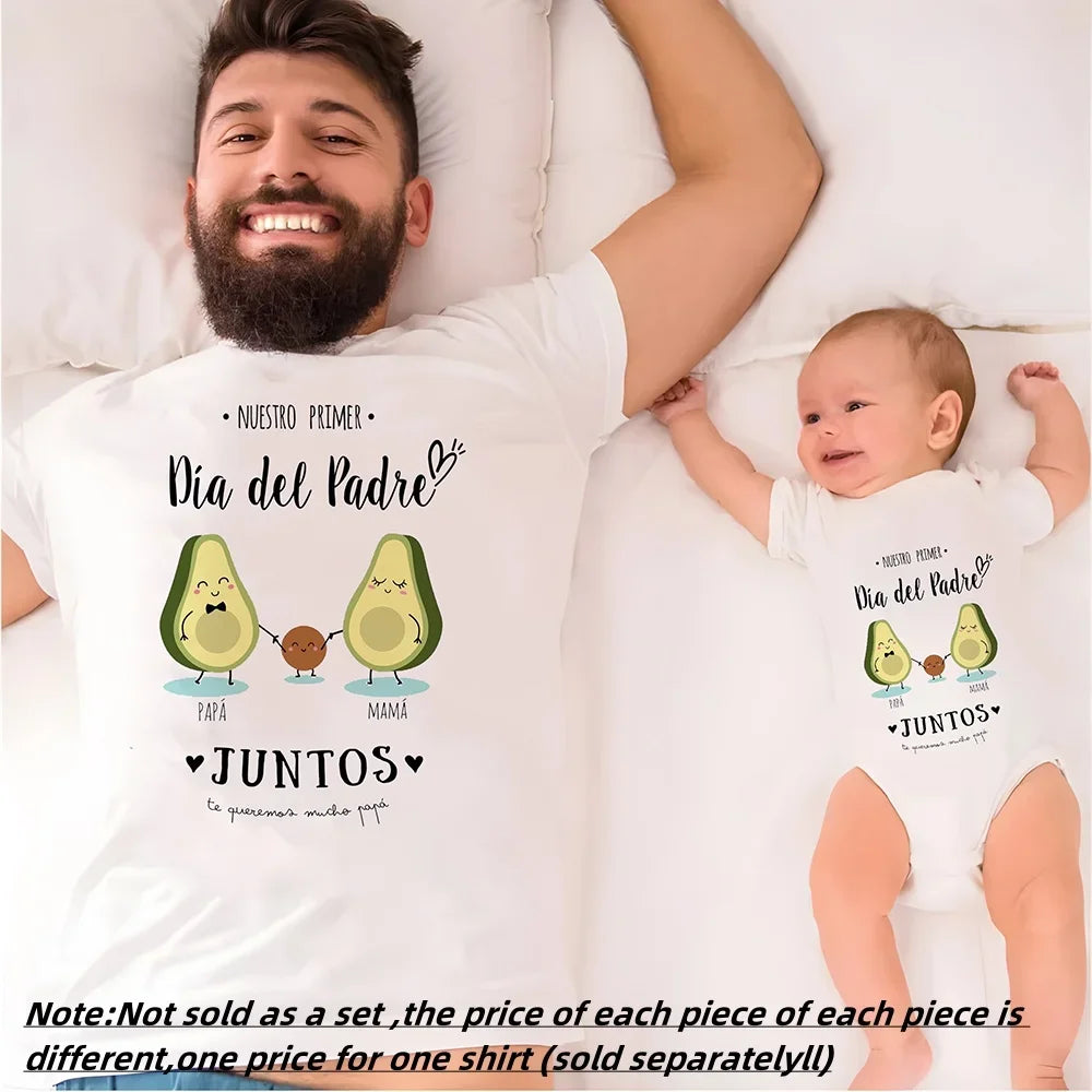Our First Father's Day Together,  Family Matching Outfit.   Infant Romper+Daddy T-Shirt Family Clothing . Fathers Day Best Gifts