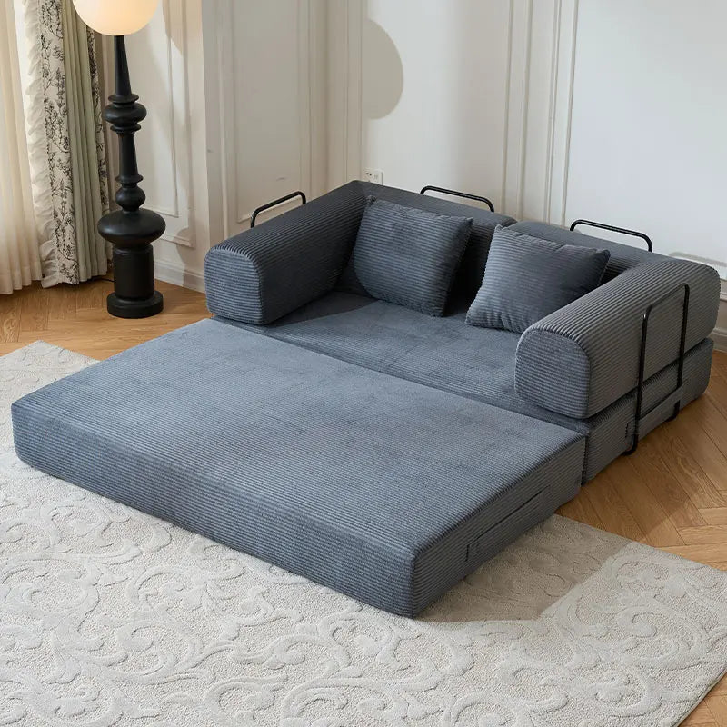 79'' Boneless Couch Foldable Convertible Futon Sleeper Sofa Bed,  Floor Lounge with L-Shaped Armrests for Living Room Sofas