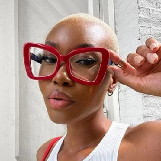 New Large-Frame Polygonal Irregular Flat-Frame Glasses.   Fashion Women's Butterfly Frame.  Glasses with   Anti-Blue Light.