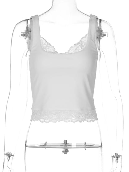 V neckline,  Slim Lace Ruffles,  Tank Tops for  Womens  Fashion Top,  Party, Vacation,  Summer Clothes