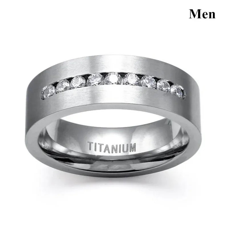 Fashion Couple Rings Men's CZ Stainless Steel Ring, Womens  Heart Cut Crystal Rhinestones Ring Set Wedding  Annniversary, Engagement Jewelry