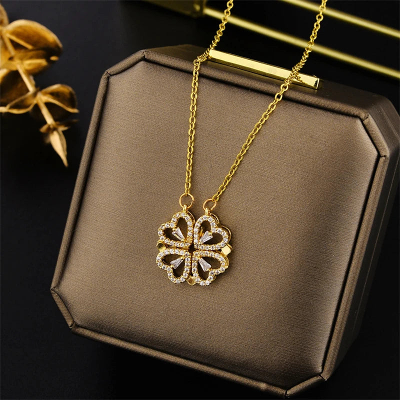 New In Light Luxury Zircon Crystal Stainless Steel Necklaces For Women. Sweet Female Clavicle Chain Jewelry.  Nice for everyday wear. Maybe nice for MOTHER/DAUGHTER Gift