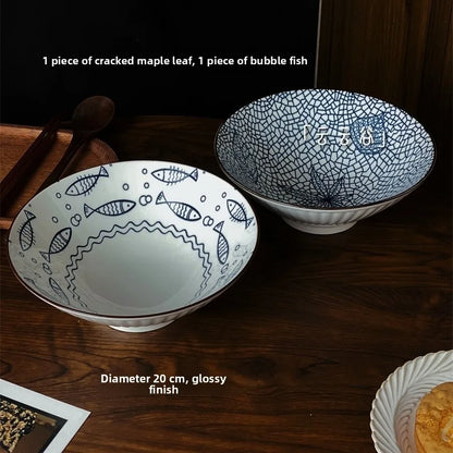 Large Size Hand-Painted Japanese Bowl for Soup,  Ramen, Etc.