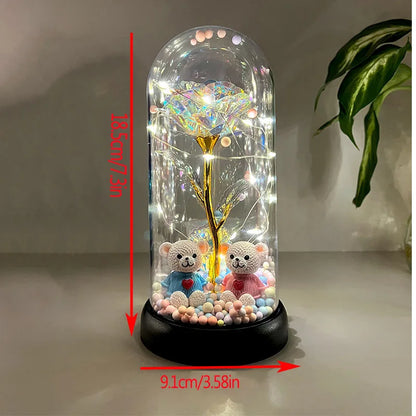 1pc Colorful Rose Luminous Flower with  plastic Cover .  Gift for MOTHERS DAY Perfect Gift for Valentine's Day, Christmas, New Years Day,