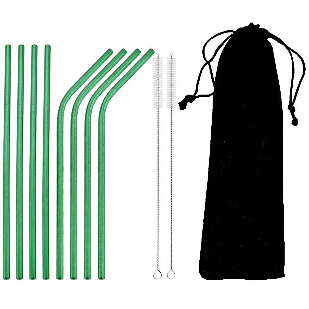 Colorful Reusable Drinking Straws,  304 Stainless Steel with Brush Bar Cocktail Straw for Glasses Drinkware