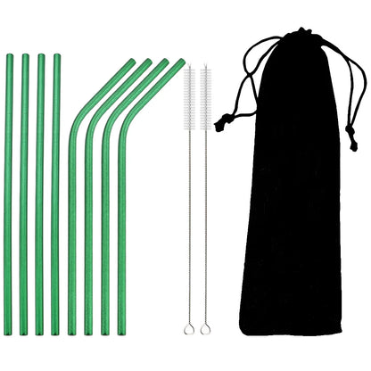 Colorful Reusable Drinking Straws,  304 Stainless Steel with Brush Bar Cocktail Straw for Glasses Drinkware