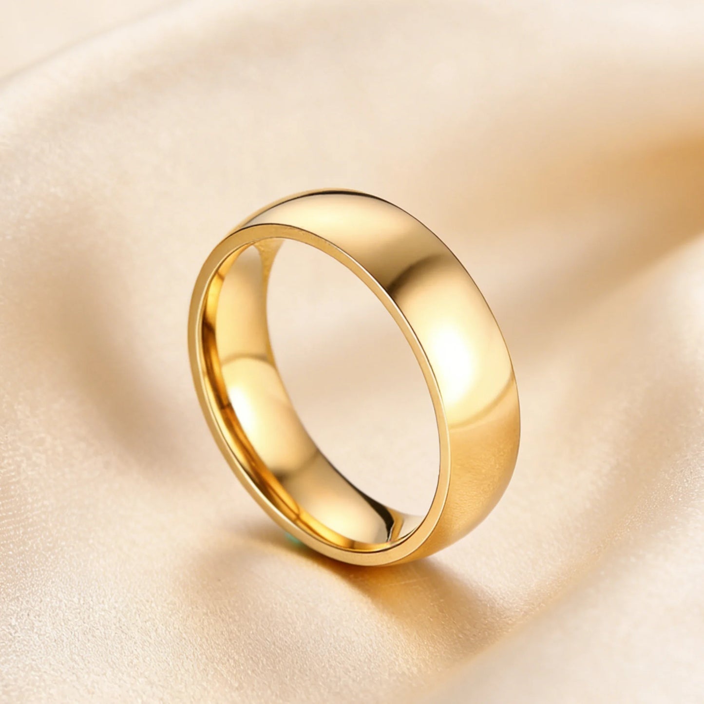 Gold Color Wedding Band.  Stainless steel Ring  for Women and  Men. US Sizes 4 5 6 7 8 9 10 11 12 13 14 15 Free Shipping