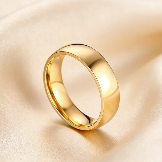 Gold Color Wedding Band.  Stainless steel Ring  for Women and  Men. US Sizes 4 5 6 7 8 9 10 11 12 13 14 15 Free Shipping