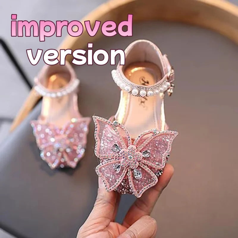 Girls  Dressy Sandals with  Sequins,  Rhinestones, Bows.   Girls Princess Shoes, Baby Girl Shoes with Flat Heel Sandals Size 21-35