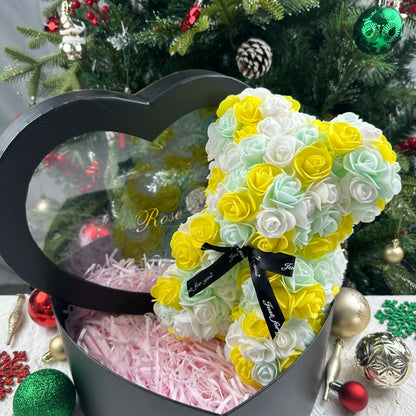 25cm Artificial Teddy Rose Flower Bear with Box.   Romantic Valentines Day Gift for Girlfriend,  Teen , Women Anniversary or Wedding Party