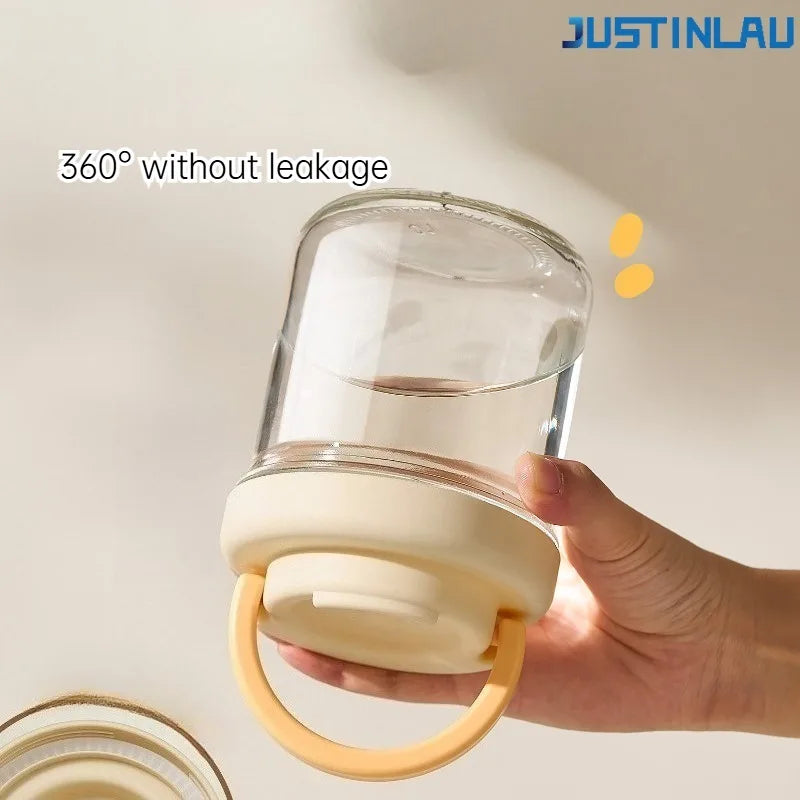 8.5 cm or 12.5 cm, Portable Salad Cup with Stainless Steel Spoon, Thick Glass Breakfast Cup Sealed for Students Breakfast