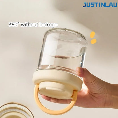 8.5 cm or 12.5 cm, Portable Salad Cup with Stainless Steel Spoon, Thick Glass Breakfast Cup Sealed for Students Breakfast