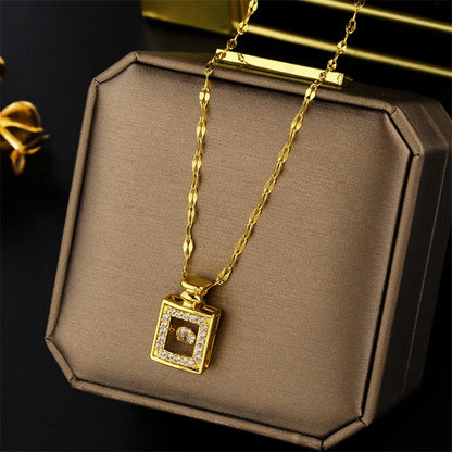 New In Light Luxury Zircon Crystal Stainless Steel Necklaces For Women. Sweet Female Clavicle Chain Jewelry.  Nice for everyday wear. Maybe nice for MOTHER/DAUGHTER Gift
