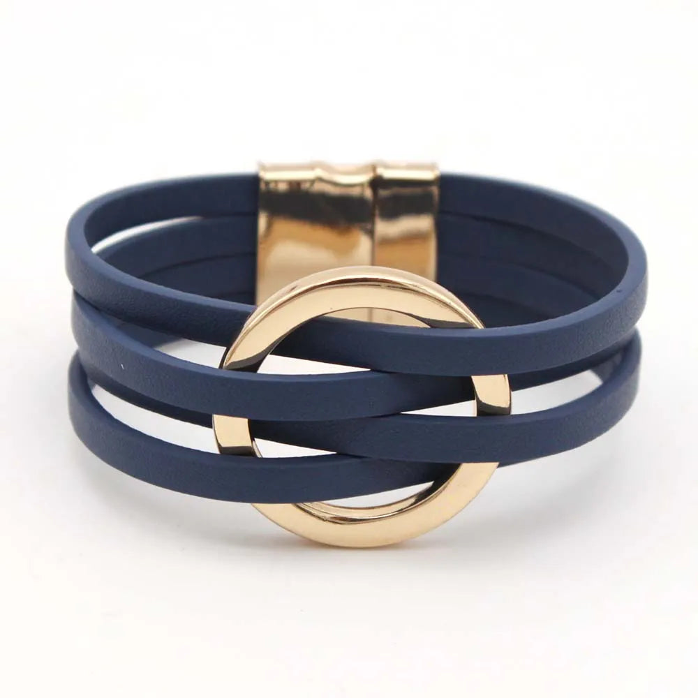 Leather Bracelets For Women, Fashion Bracelets & Bangles , Elegant Multilayer Wide Wrap Bracelet. Jewelry Gift.  All Colors Available except Lt. GRAY and AQUA
