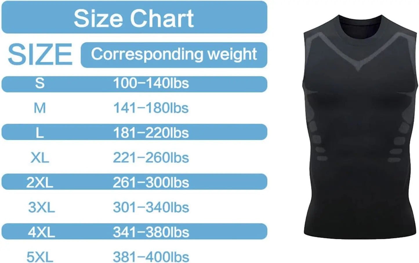 Summer Men Shapewear,  Ionic Shaping Vest,  Sleeveless Shirt  with Tight Compression.   Shirts,  Tank Top , Body Shaper, Breathable,  Ice Silk Vest.  ONLY Available colors/sizes are BLACK in Small, GREY IN XXL and XXXL. Check