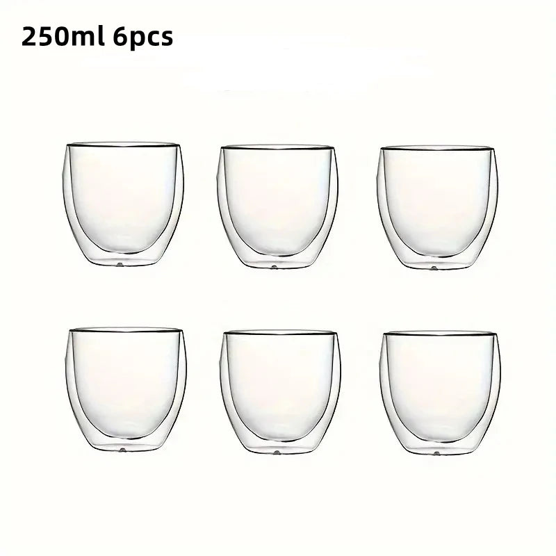 80/250/450ml Double-Wall Insulated Clear Glass Espresso Cups.  Perfect for Tea, Coffee, Latte, Cafe, Milk, Restaurant Use