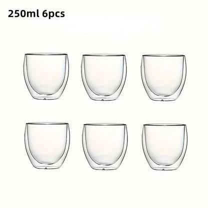 80/250/450ml Double-Wall Insulated Clear Glass Espresso Cups.  Perfect for Tea, Coffee, Latte, Cafe, Milk, Restaurant Use