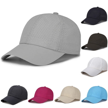 New Summer Men /Womens Snapback Quick Dry Mesh Baseball Cap /Hat .   Adjustable outdoor hat.  BLACK, WHITE,  LT GRAY Then Dk. GRAY.   Red is gone and the 4 that  are  left are from Most to Least
