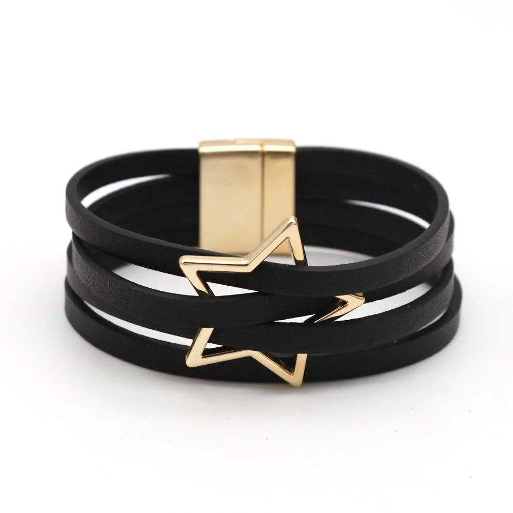 Leather Bracelets For Women, Fashion Bracelets & Bangles , Elegant Multilayer Wide Wrap Bracelet. Jewelry Gift.  All Colors Available except Lt. GRAY and AQUA