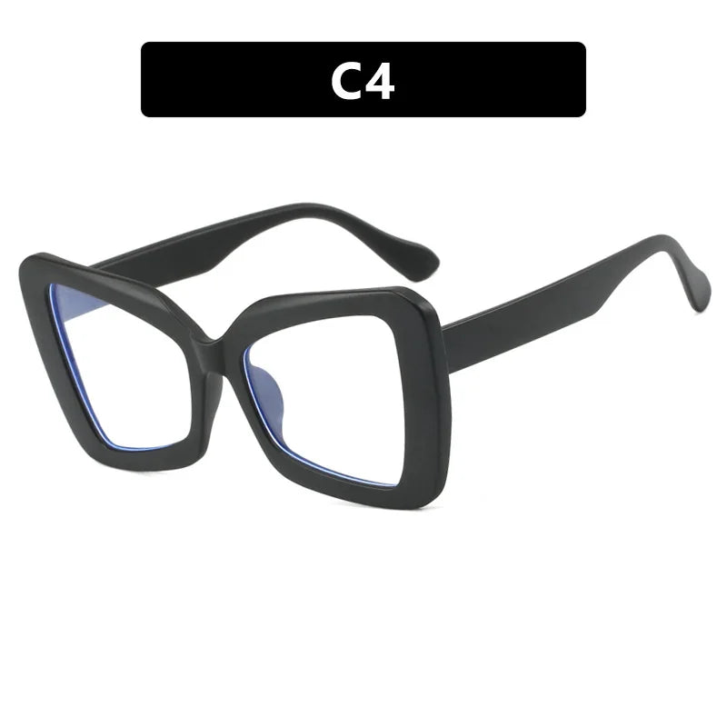 New Large-Frame Polygonal Irregular Flat-Frame Glasses.   Fashion Women's Butterfly Frame.  Glasses with   Anti-Blue Light.