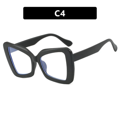 New Large-Frame Polygonal Irregular Flat-Frame Glasses.   Fashion Women's Butterfly Frame.  Glasses with   Anti-Blue Light.
