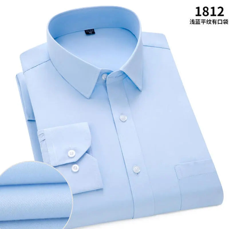 Spring  Men's Stripes and solids,  long-sleeved Shirt,  Non-ironing,  Anti-wrinkle,  Comfortable,  Breathable,  Business Casual Fashion Slim Fit