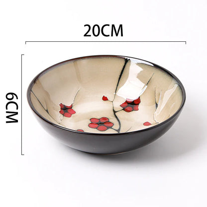 Japanese rural ceramic tableware Vine leaf soup bowl Lamian Noodles bowls Hot vegetable bowls Cover and pour rice bowl bowl set
