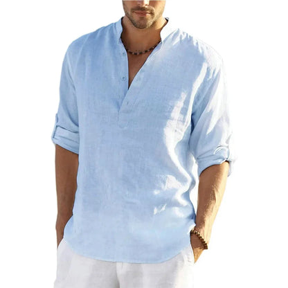 New Men's Casual Shirt, Cotton Linen Shirt,  Loose Tops, Long Sleeve Tee Shirt  for Spring /Autumn.  Casual Handsome Men's Shirts.  Lots of Colors!