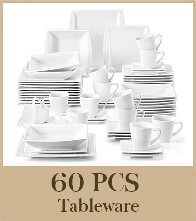 30/60PCS Marble Grey Porcelain Tableware.  Dinnerware Set with 6PCS,  Dessert/Soup/Dinner Plate/Cup/Saucer,Service for 12